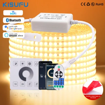 220v Wall Touch 2835 LED Strip Light Wifi Bluetooth 23key Remote Control Dimmer Kit Adhesive Tape Diode 120LEDs/m Home Decor