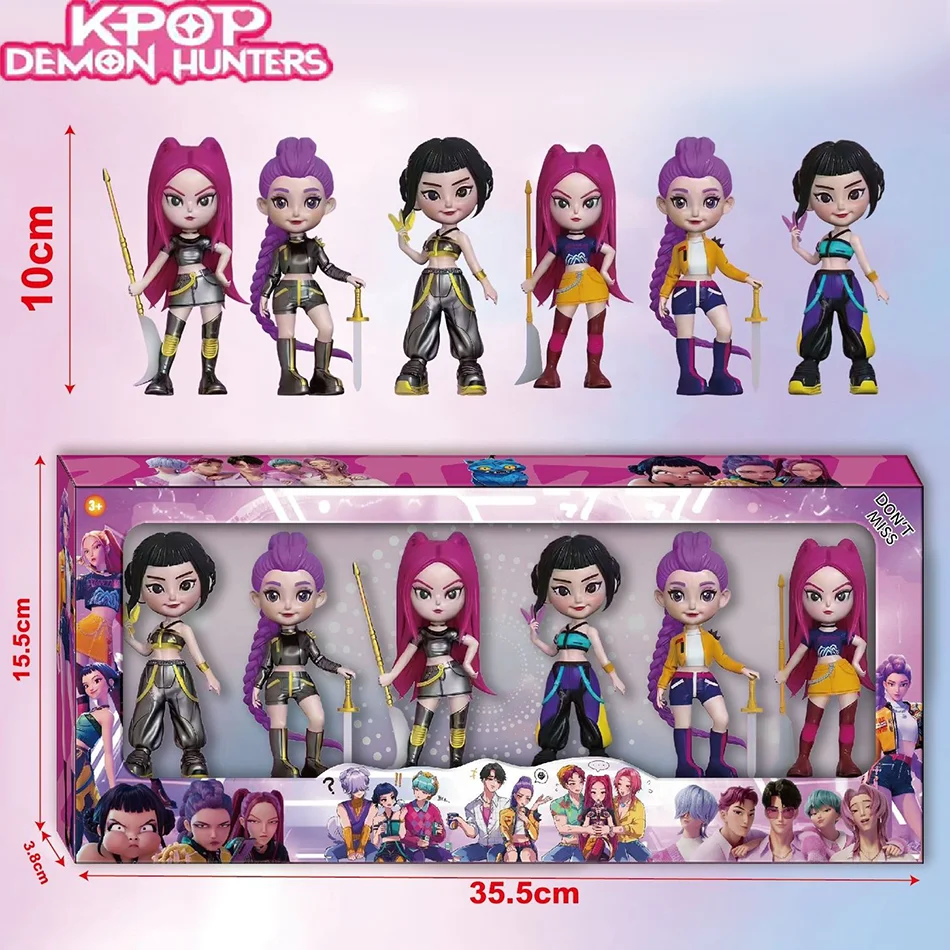 kf-S5311b55669f246d6a97b9a14f8b70cf63 6pcs/Set Kpop Demon Hunters Action Figure Toy Rumi Mira Zoey Sussy Figurine Doll For Fans Gift Boxed - Image 1