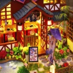 OUZEY Japanese Zen Villa DIY, 3D Wooden Double-Layer House, Traditional Garden Model for Teens - Image 4