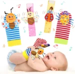 Baby Toys 0 12 Months Cartoon Plush Socks Wrist Strap Rattles Foot Socks Newborn Baby Toys Grab Training Educational Toys Gift