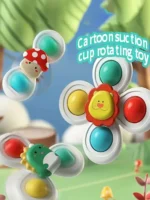 3pcs of Set 0-3 years old Baby Bathroom Spinning Toys,Can be sucked on the Table, Bathroom Wall, glass,Car Windows Soothing Toys - Image 2