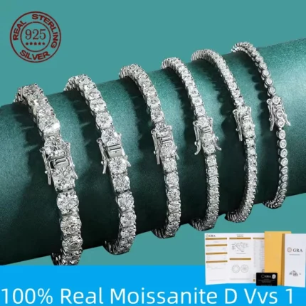 100% Real Moissanite Tennis Bracelet for Women Lab Diamond Original S925 sterling silver Jewelry Hip Hop Jewelry Creativity Gift