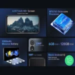 Cubot P60 Android 12 4G Smartphone 6.517-inch Display 6GB RAM128GB ROM MT6765 Octa-Core 5000mAh Battery 20MP Camera Dual SIM - Image 2