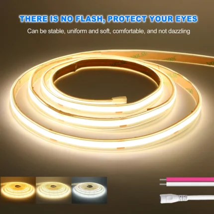 5M 10M 12V 24V COB LED Strip Light IP67 Waterproof DC Plug/2Pin Wire RA90 480LEDs/m Hight Bright Flexible Tape 3000K 4000K 6000K