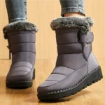 Boots Waterproof Fur Boots For Snow Women's Winter Shoes Low Heels Women Middle Boots Winter Footwear Warm Combat Shoes Woman - Image 5