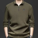 Winter Men's Classic Solid Sweatshirts Quarter Zip Wool Pullover Daily Outdoor Sporty Long-sleeved Male Tops - Image 6