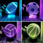 Basketball and Football shaped Night light 3D llusion Light 7/16 color touch adjustable USB Charging Decoration Birthday Gift