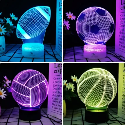 Basketball and Football shaped Night light 3D llusion Light 7/16 color touch adjustable USB Charging Decoration Birthday Gift
