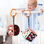 Baby Newborn Crib Hanging Rattle Toys Early Development for 0-12 Months High Contrast Black and White Learning Education Toy - Image 2