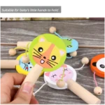 Kids Cartoon Wooden Rattle Drum Handle Clapping Castanets Board For Baby Musical Instrument Preschool Early Educational Toys - Image 3