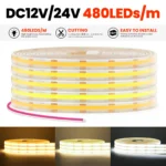 IP68 Waterproof COB LED Strip Lights 12V 24V 480Leds/M High Density Flexible Diode Tape Light RA90 3000K 4000K 6000K Room Decor - Image 2