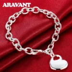Aravant 925 Silver Bridal Jewelry Sets Love Heart Necklace Bracelets Set For Women Fashion Jewelry - Image 3
