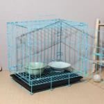 Folding Metal Crate, Cage Crate with Removable Tray, Wire Kennel Cage Segregation Cage Crate ( Blue, ) - Image 2