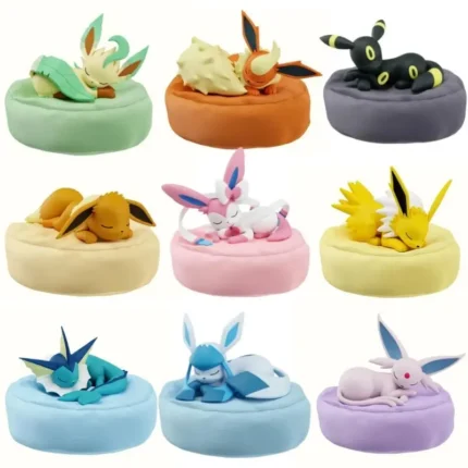 9 Eeveelution Original Pokemon Figures Cute Sleeping Sylveon Eevee Umbreon Espeon Flareon Leafeon Model Gift Anime Child Toy