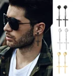 Punk Mens Strong Magnet Magnetic Cross Ear Stud Set Non Piercing Earrings Fake Earrings Gift for Boyfriend Lover Jewelry - Image 4