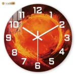 Abstract Fiery Sunburst Wall Clock, Modern Art Decor for Living Room, Silent Quartz Movement Decorative Timepiece Accent