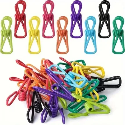 20pcs Colorful Mini Clothespins - PVC-Coated, High-Elasticity Clips for Kitchen, Crafts, Office & Snack Storage