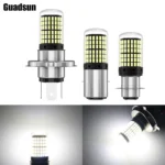 Guadsun 1PC Motorcycle Headlight Led Lights H4 BA20D P15D Super Bright 3014 144 12V 6000K White Moto Bulbs Accessories Fog Lamp