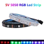 DC 5V 5050 RGB LED Strip Light Flexible LED Lamp Tape 5m 30Leds/m 60 leds/m With 4pin Plug TV Backlight White/ Black PCB - Image 2