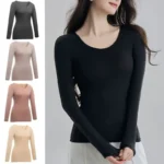 2pcs Women Thermal Underwear Long-sleeved T-shirt Basic Pullover Autumn Winter Ladies Elastic Tights Bottoming Shirt Warmer Top - Image 4