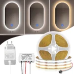12W/M CCT COB LED Strips 3000K 4000K 6000K All in One LED Light Tape With Dimmer Switch for Mirror / Glass Bathroom Lighting
