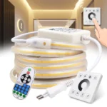 Dimmable COB LED Strip Light 220V 110V Wall Touch Switch 23key Remote Power Kit 288LED Flex Ribbon High Density Linear Lighting