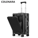 COLENARA 18 "20"24" Inch Multifunctional Suitcase Front Opening Boarding Box Aluminum Frame Trolley Case USB Charging Luggage - Image 5