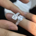 BXINY Double Asscher Cut Moissanite Rings S925 Silver GRA Certified Lab Diamond Adjustable Band for Women Men Gifts Fine Jewelry - Image 3