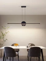 Minimalist Linear Pendant Lights LED Modern Chandelier Dining Room Island Light Restaurant Cafe Bar Office Hanging Lamps Black