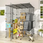 Large Cat Cage Indoor with Storage Cube Catio Outdoor Cat Enclosure Indoor Metal Wire Kennels Detachable Cat Crate Playpen 3x3x4