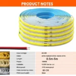 1-5m 220V Flexible Tape Lights COB LED Strip Light Smart IC No Need Driver High Bright 240 LEDs Linear Lighting RA95 Warm White - Image 6