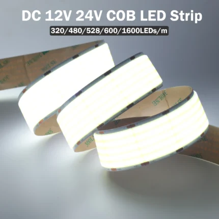 12V 24V COB LED Strip 320 480 600 1600LEDs/m High Density Flexible Tape Not Waterproof Natural Warm White Kitchen Cabinet Lamp