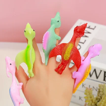 5pcs Dinosaur Pinch Finger Barrage Stress Relieving Toy TPR Turkey Finger Barrage Children's Birthday Party Most Popular Gift
