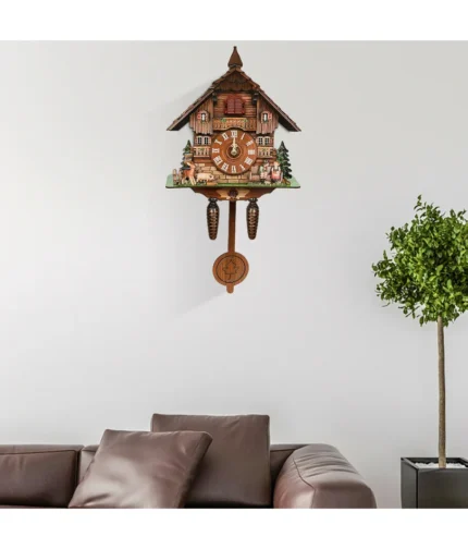 Cuckoo Wall Clock, Vintage Wooden Wall Clock with Pendulum Wall Clock Decoration, Hanging Clock for Bedroom, Living Room, Office