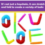 24PCS Mini Pop Tube Keychains Fidget Sensory Toys Bulk Fidget Pop Tubes Party Favors for Kid Stress Relief Anxiety Keyrings Toys - Image 5
