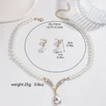 3PC Women's Fashion Trend Pearl Droplet Necklace Earrings Jewelry Set Wedding Banquet Party Festival Gift - Image 5