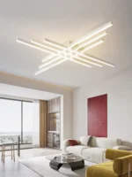 Black chandelier square bedroom lamps living room lamp led ceiling lamp Nordic minimalist creative led ceiling lamp strip lights - Image 2