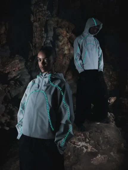 2026 New Motorcycle Splicing Night Light Stripe Zipper Jacket Men's Y2K Gothic Windproof Outdoor Loose Street Flying Jacket