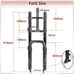 BUCKLOS 20*4.0 Fat Bike Air Fork Single/Double Shoulder 20inch Suspension Fork Disc Brake 9*135mm Snow Front Fork Bicycle Parts - Image 4