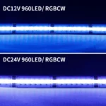 COB RGBCCT LED Strip Light 6Pin 12mm DC12V/24V 960LEDs/m RGB CW WW FOB Flexible COB Linear Lights High Density RA90 Dimmable 18W - Image 3