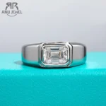 AnuJewel 2ct D Color Emerald Moissanite Men Ring 925 Sterling Silver 18K Gold Plated Engagement Rings For Man Jewelry Wholesale