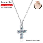 Serenity 0.6ct D Color Moissanite Cross Necklace For Women Anniversary Gift S925 Silver Crucifix Pendant Neck Chain Fine Jewelry