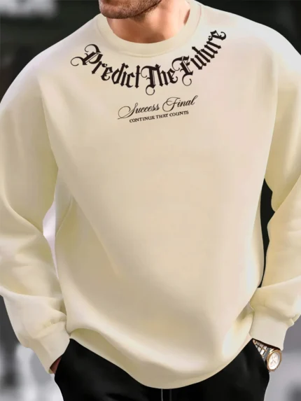 Men's autumn and winter fashionable casual loose fashion letter printed long sleeved round neck sweatshirt