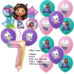 Gabby Dollhouse Birthday Decoration Disposable Tableware Napkins Cups Tablecloth Plates Gabby Cat Balloon Supplies Party Favor