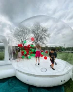 Hot sale balloon inflatable bubble house with trampoline and transparent dome PVC material with blower