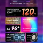 Yongnuo YNLUX100 RGB 120W 2700K-10000K Handheld Led Video Light COB Lamp YNLUX100RGB Camera Creative Photography Fill Lighting - Image 5
