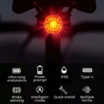 Road Bike Auto Brake Sensing Light USB Rechargeable IP66 Waterproof LED Warning Rear Lamp New Bicycle Smart Brake Tail Light - Image 4