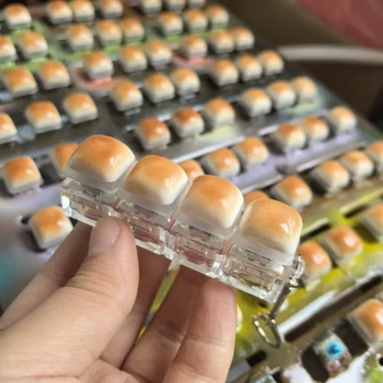 Caramel Bread Design Fidget Keychain Keys Button DIY Keyboard Button Keycap Keychain Relief Stress Steamed Bread Pinch Toy Adult