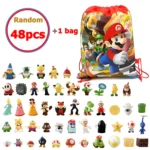 18/48pcs Super Mario Bros Anime Action Figure Toys Set PVC Model Dolls With Storage Bag Gift Toys For Children