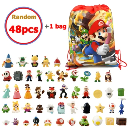 18/48pcs Super Mario Bros Anime Action Figure Toys Set PVC Model Dolls With Storage Bag Gift Toys For Children